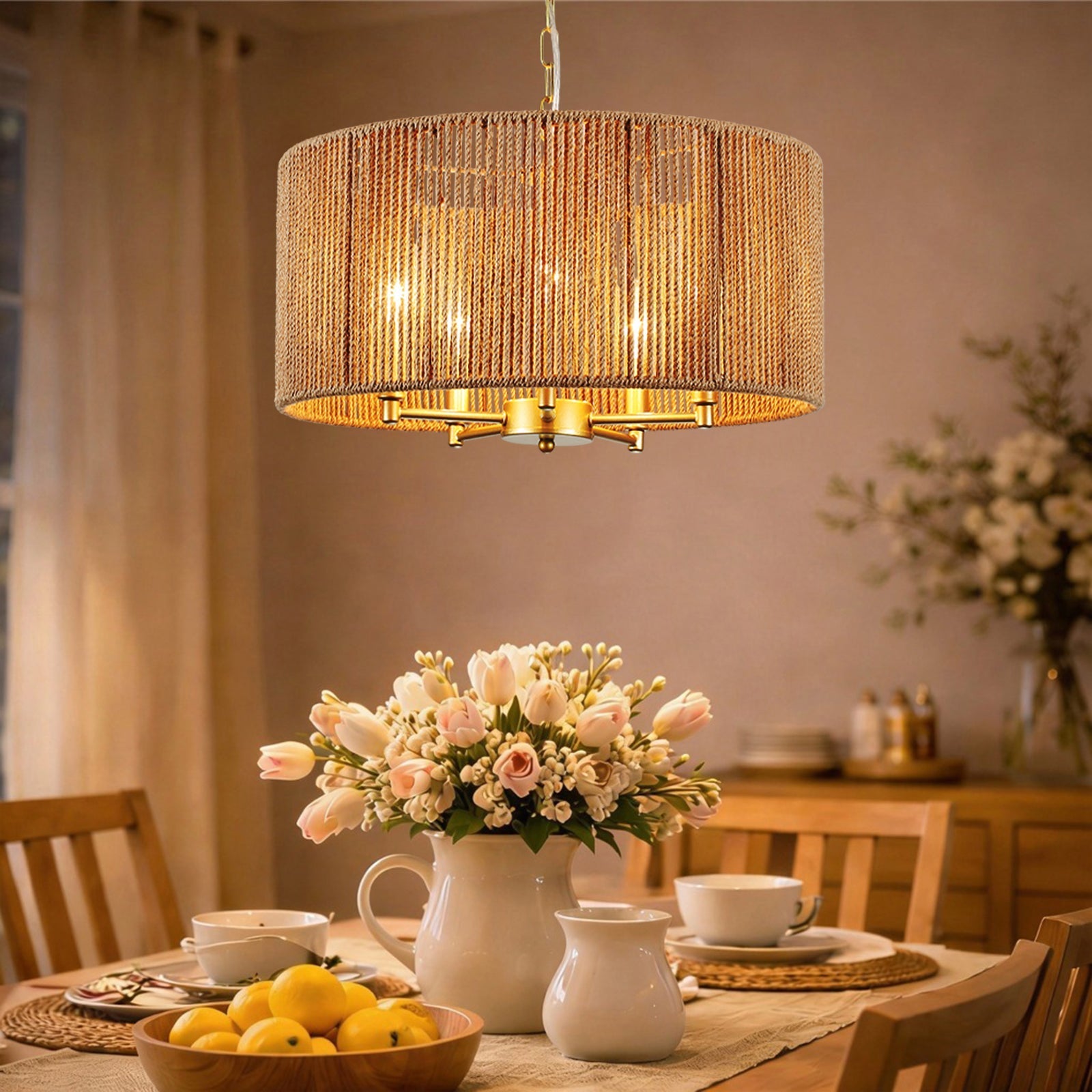 Rope Chandeliers Bring Warmth and Natural Texture to Spring Interiors