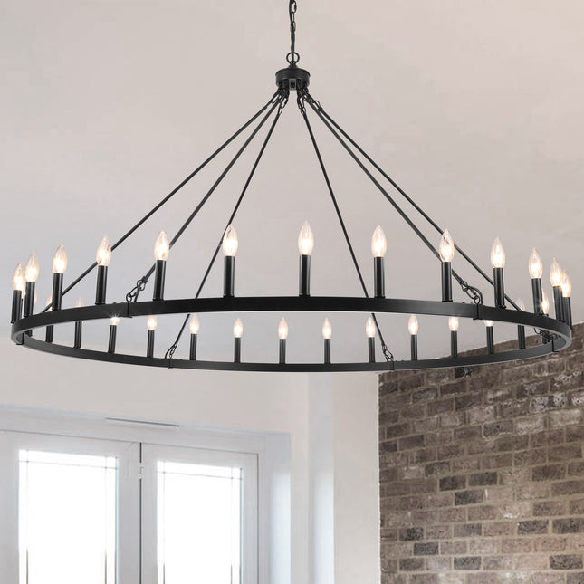 Chandelier Candle Wagon Wheel 30-Light