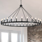 Chandelier Candle Wagon Wheel 36-Light