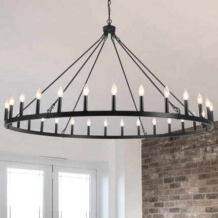 Chandelier Candle Wagon Wheel 36-Light
