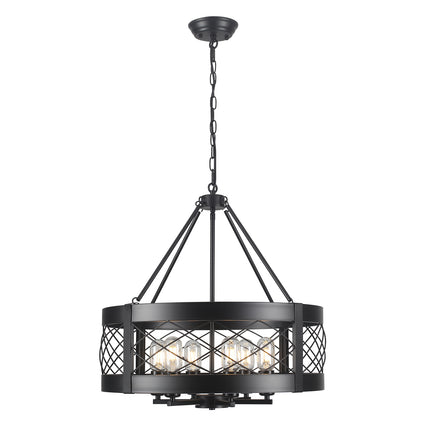 6-Light Farmhouse Faux Wood Drum Chandelier