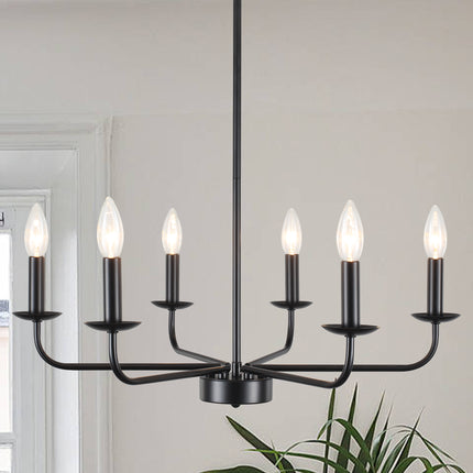 6-Light Black Candle Chandelier