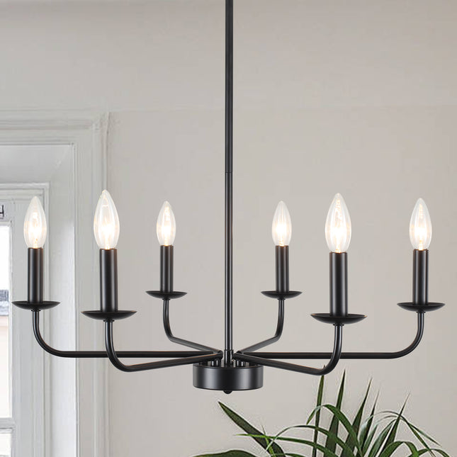 6-Light Black Candle Chandelier