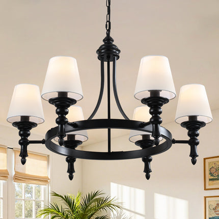 Chandelier Fabric Shade Wheel 6-Light