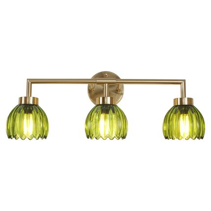 Wall Sconce Light Green Glass 3-Light