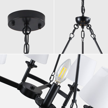 Black 6-Light Fabric Chandelier