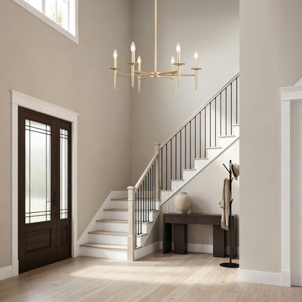 6-Light Matte Gold Candle Chandelier