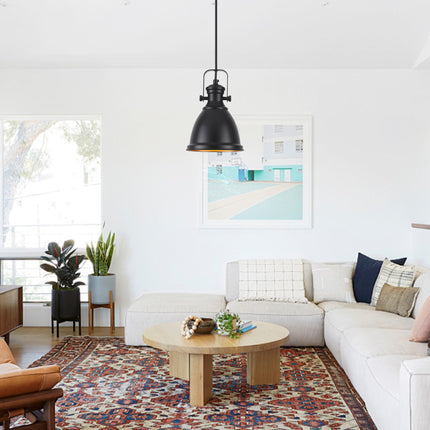 Industrial Black Dome Pendant Light