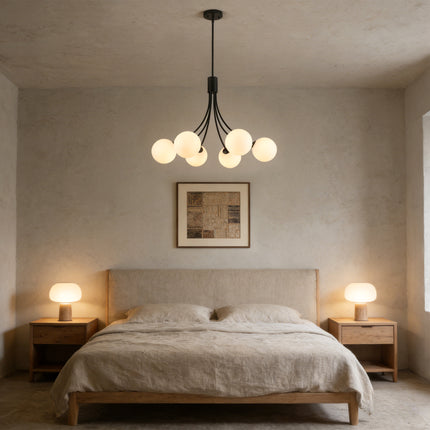 6-Light Matte Black Globe Chandelier