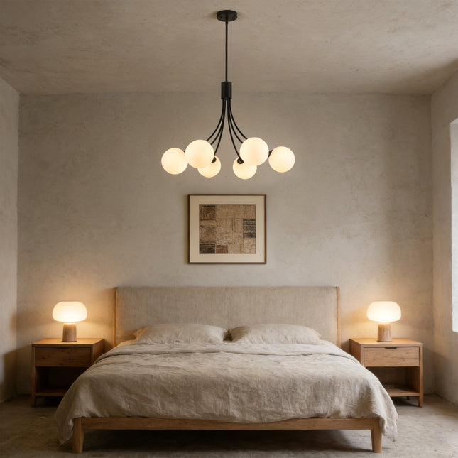6-Light Matte Black Globe Chandelier