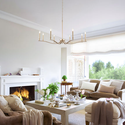 Matte Black 8-Bulb Curved Arm Chandelier
