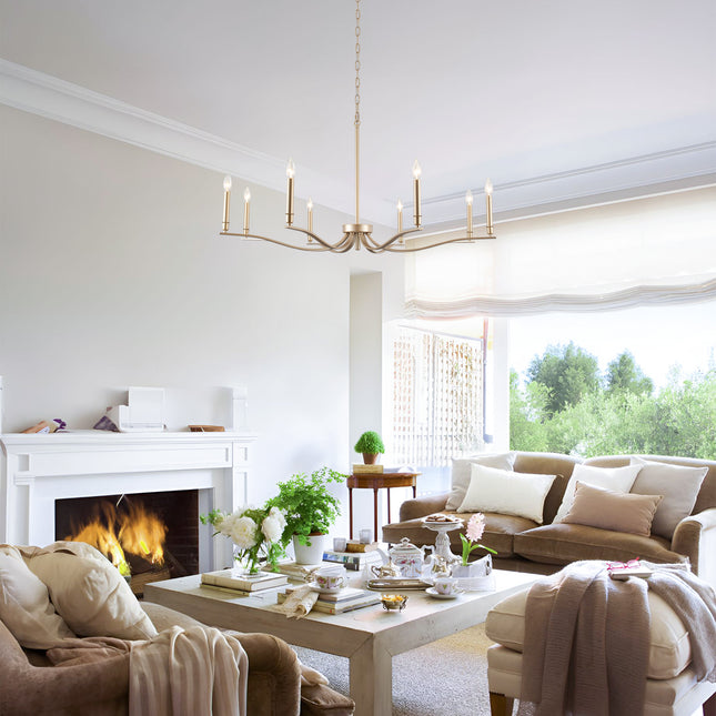 Matte Black 8-Bulb Curved Arm Chandelier