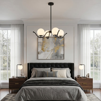 Minimalist 4-Light Black Globe Chandelier