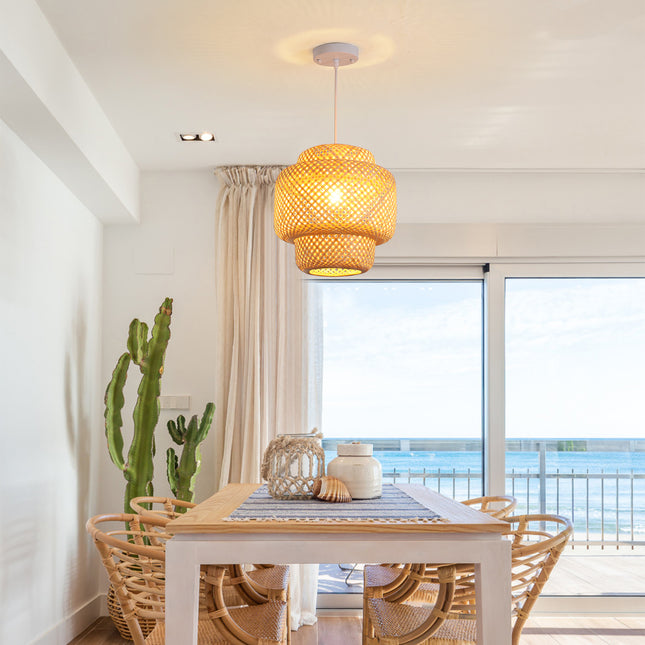 Pendant Light Rattan Transitional