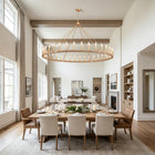 36-Light Matte Gold Rope Wagon Wheel Chandelier