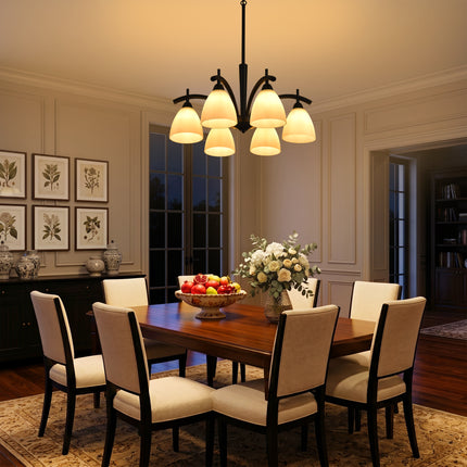 6-Light Black Dining Room Chandelier
