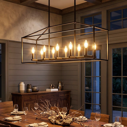 10-Light Black Linear Island Light