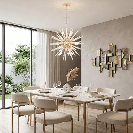 12-Light French Gold Tube Pendant Light