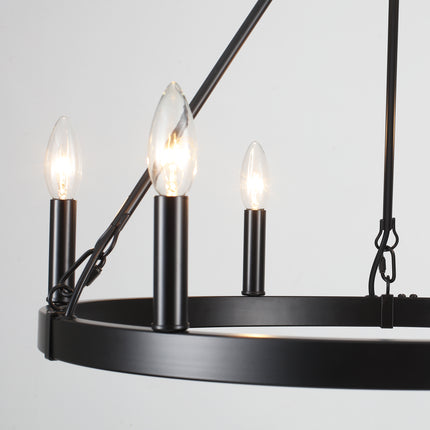 Chandelier Candle Wagon Wheel 6-Light