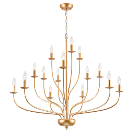 3-Tier 15-Light Matte Black Candelabra Chandelier