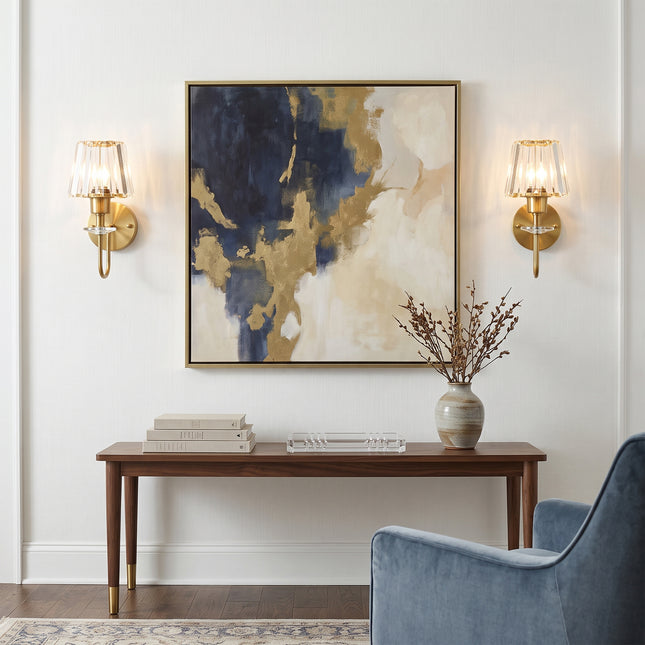 2-Pack 1-Light Brass Glass Strip Wall Sconces