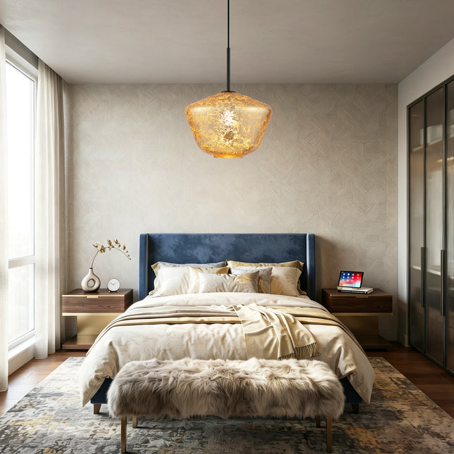 Modern Gold Foil Glass Bowl Pendant Light