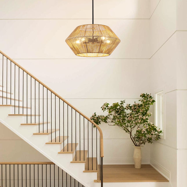 Coastal Boho 5-Light Woven Rattan Chandelier