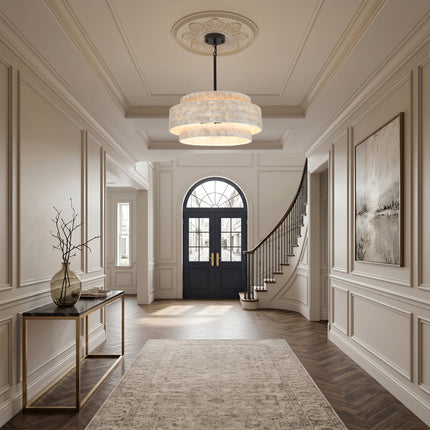 Black 5-Light 3-Tier Capiz Shell Chandelier