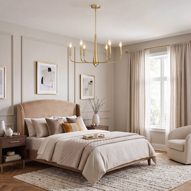 6-Light Brushed Brass Chandelier