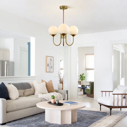 Chandelier Milky White Glass Shade 3-Light