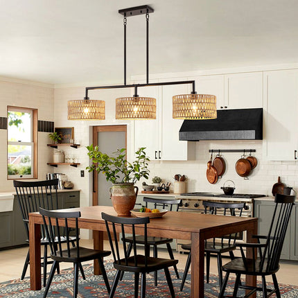 3-Light Woven Rattan Island Pendant