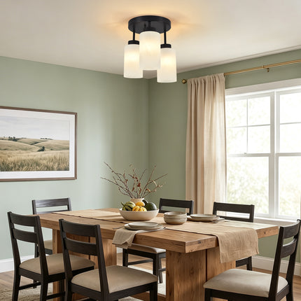 Black 3-Light Ceiling Light with Frosted Glass