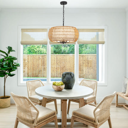 6-Light Woven Rattan Chandelier
