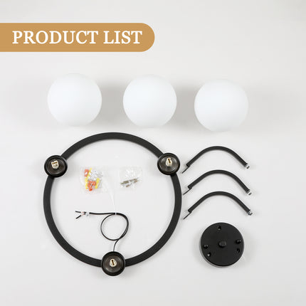3-Light Satin Nickel Globe Ceiling Light with Frosted White Glass