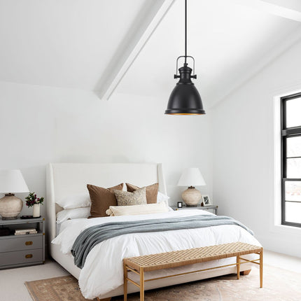 Industrial Black Dome Pendant Light