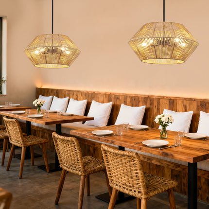 Coastal Boho 5-Light Woven Rattan Chandelier