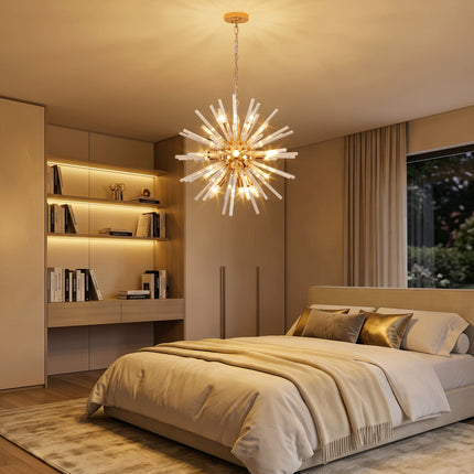 12-Light French Gold Tube Pendant Light