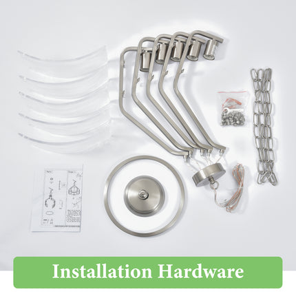 Satin Nickel 5-Light Glass Chandelier