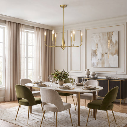 6-Light Brushed Brass Chandelier