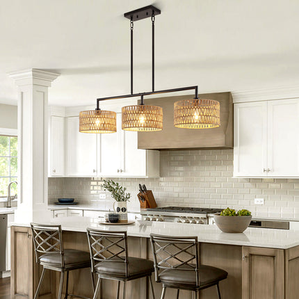 3-Light Woven Rattan Island Pendant