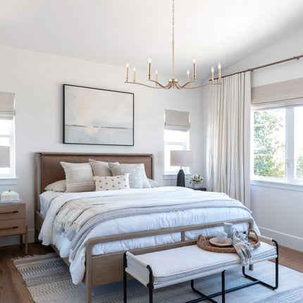 Matte Black 8-Bulb Curved Arm Chandelier