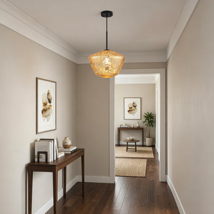 Modern Gold Foil Glass Bowl Pendant Light