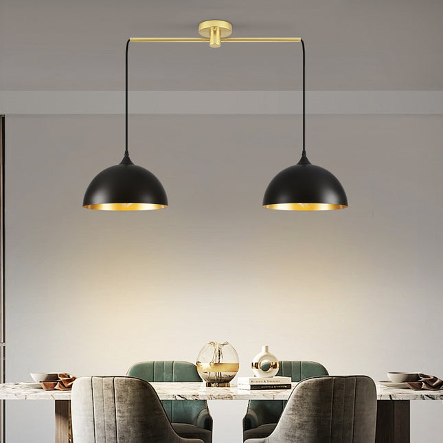 2-Light Black & Gold Linear Pendant