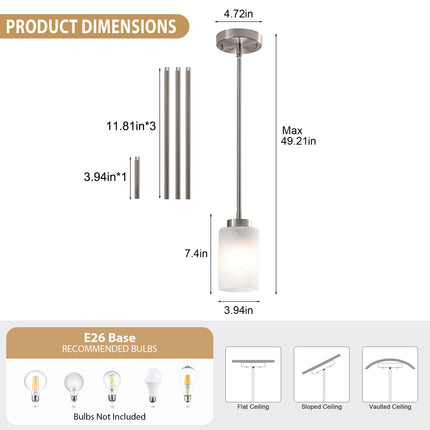 3-Pack Brushed Nickel Cloud Glass Pendant Lights