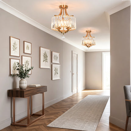 4-Light  Modern Copper Crystal Ceiling Light