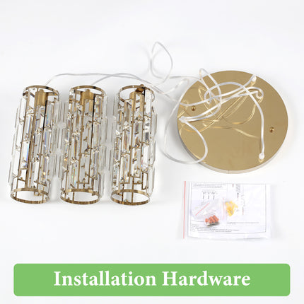 Tiered 3-Light Gold Crystal Pendant