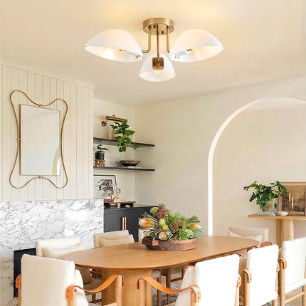 Ceiling Light Milky White Glass 3-Light