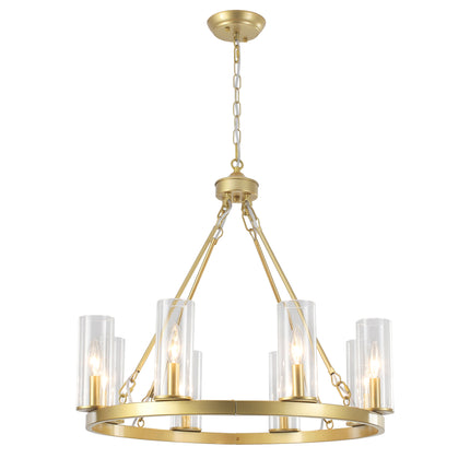 8-Light Gold  Wagon Wheel Chandelier
