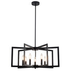 7-Light Black and Gold Geometric Candle Chandelier