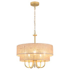 Rustic Black 2-Tier Linen Chandelier 5-Light